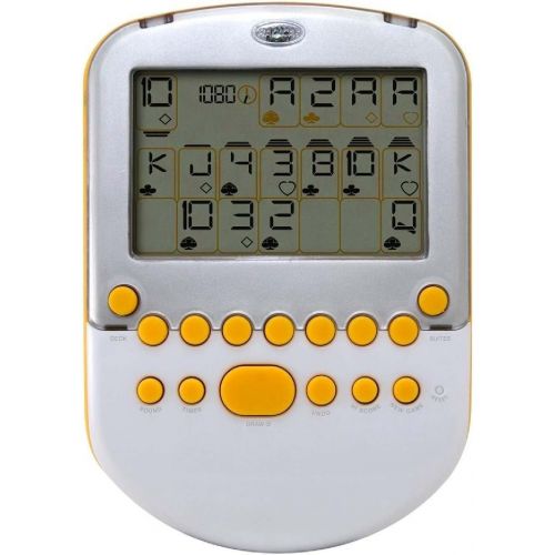 마텔 Mattel Big Screen Solitaire - White Silver with Yellow Accents