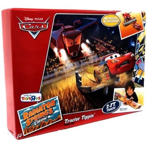 마텔 Mattel Disney  Pixar CARS Movie Exclusive Playset Tractor Tippin Track Set Includes Plastic Frank Lightning McQueen