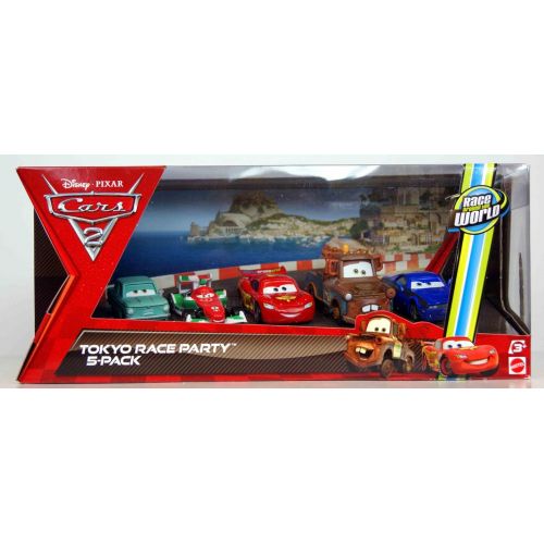 마텔 Disney  Pixar CARS 2 Movie Exclusive Die Cast Car 5Pack Tokyo Race Party A Trunkov, Francesco Bernoulli, Lightning McQueen, Wasabi Mater Rod Torque Redline