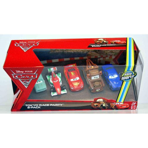 마텔 Disney  Pixar CARS 2 Movie Exclusive Die Cast Car 5Pack Tokyo Race Party A Trunkov, Francesco Bernoulli, Lightning McQueen, Wasabi Mater Rod Torque Redline