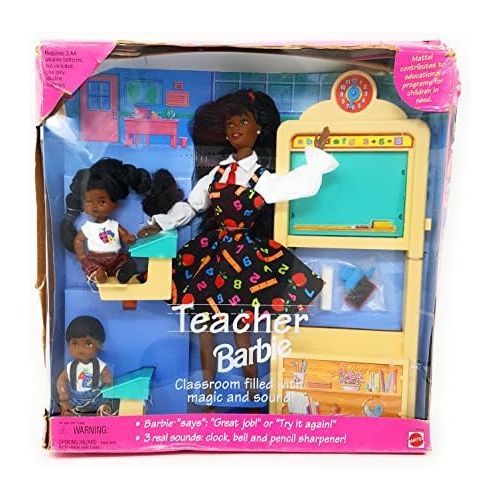 마텔 Mattel 1995 AA Teacher Barbie with 2 Students