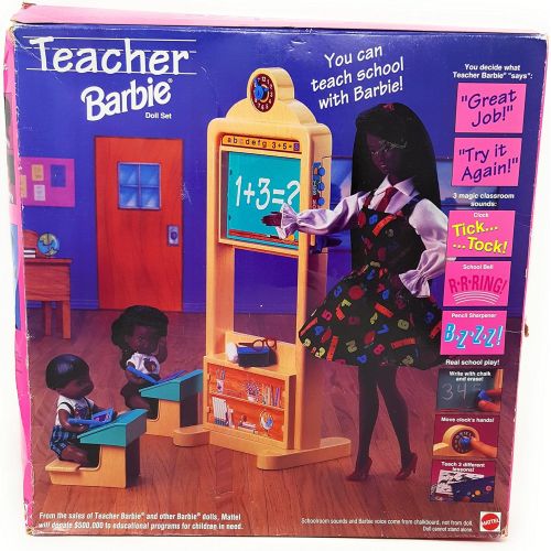 마텔 Mattel 1995 AA Teacher Barbie with 2 Students