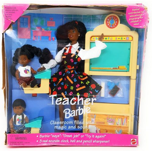 마텔 Mattel 1995 AA Teacher Barbie with 2 Students