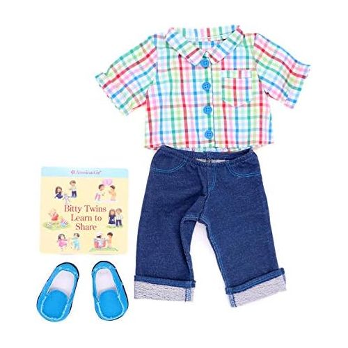 마텔 American Girl Bitty Twin Rainbow Plaid Outfit for 15 Dolls (Doll Not Included)