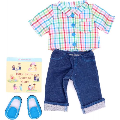 마텔 American Girl Bitty Twin Rainbow Plaid Outfit for 15 Dolls (Doll Not Included)