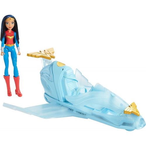 마텔 DC Super Hero Girls Super Hero Girls WONDER WOMAN Action DOLL & INVISIBLE JET Playset w ROLLING WHEELS & Shooting PROJECTILE