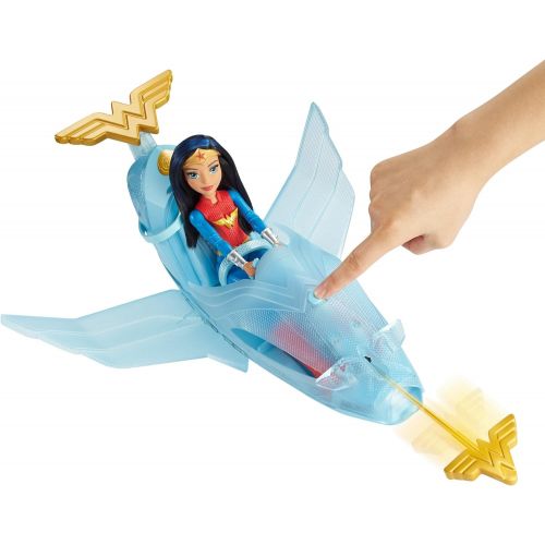 마텔 DC Super Hero Girls Super Hero Girls WONDER WOMAN Action DOLL & INVISIBLE JET Playset w ROLLING WHEELS & Shooting PROJECTILE