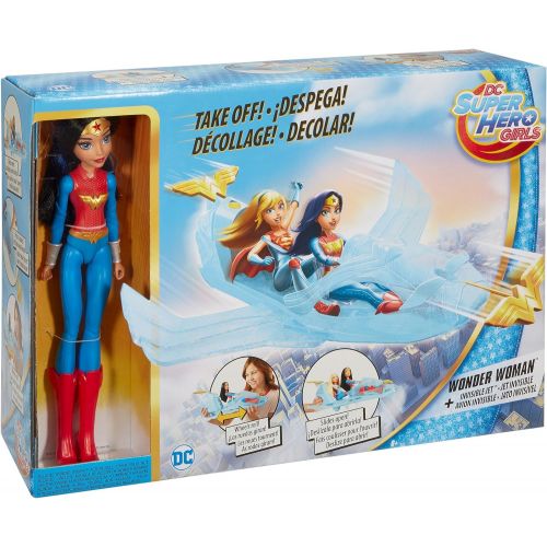 마텔 DC Super Hero Girls Super Hero Girls WONDER WOMAN Action DOLL & INVISIBLE JET Playset w ROLLING WHEELS & Shooting PROJECTILE