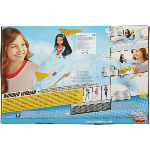 마텔 DC Super Hero Girls Super Hero Girls WONDER WOMAN Action DOLL & INVISIBLE JET Playset w ROLLING WHEELS & Shooting PROJECTILE