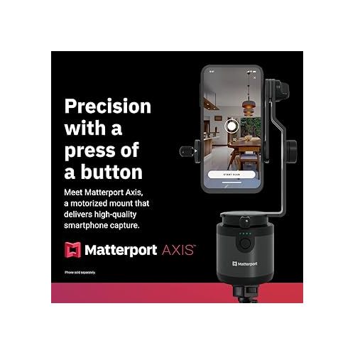  Matterport Axis Gimbal Stabilizer for Smartphone Camera - Motorized Rotating Mount for Professional 3D 360 Photo Scans for iPhone and Android Phones