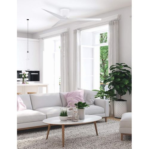  Matthews Fan Company Matthews EKH-WH-WH Eliza 56 Outdoor/Indoor Damp Locations Hugger Ceiling Fan with Remote Control & Wall Control, 3 Blades, Gloss White