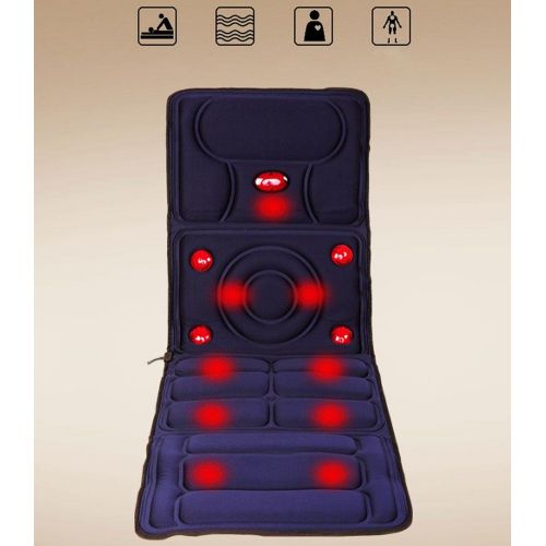  Full Body Massage Mattress with Soothing Heat Therapy Multi-function 8 sets of motor Electric Infrared Heating Elderly Home pressure Massage Bag Massage Pad Navy Blue?165X57X3CM