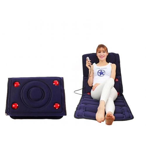  Full Body Massage Mattress with Soothing Heat Therapy Multi-function 8 sets of motor Electric Infrared Heating Elderly Home pressure Massage Bag Massage Pad Navy Blue?165X57X3CM