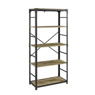 Matts Global Modern Kujawa 64-inch Iron Angled Bookshelf-4 Large Shelves-Unique Blend of Metal and Wood-Brings Hue to Your Design (Barnwood)