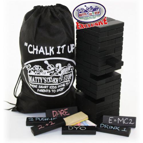  [아마존베스트]Matty's Mattys Toy Stop Chalk It Up Design Your Own 60pc XL Wooden Tower Deluxe Stacking Game