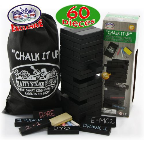  [아마존베스트]Matty's Mattys Toy Stop Chalk It Up Design Your Own 60pc XL Wooden Tower Deluxe Stacking Game