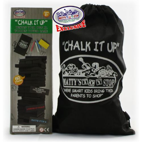  [아마존베스트]Matty's Mattys Toy Stop Chalk It Up Design Your Own 60pc XL Wooden Tower Deluxe Stacking Game