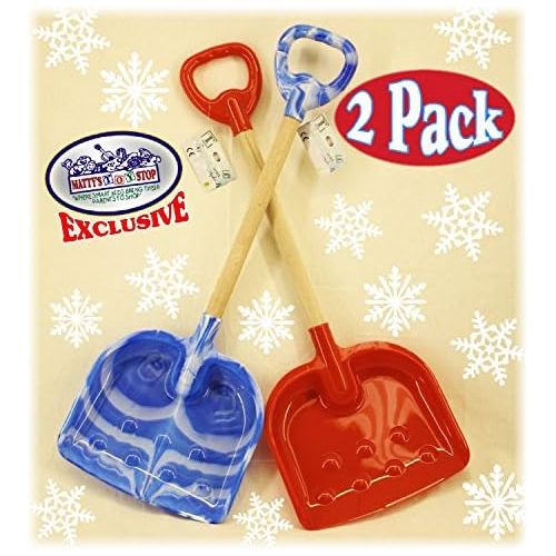  [아마존베스트]Matty's Mattys Toy Stop 28 Heavy Duty Wooden Snow Shovels with Plastic Scoop & Handle for Kids - 2 Pack (Red & Blue Swirl)