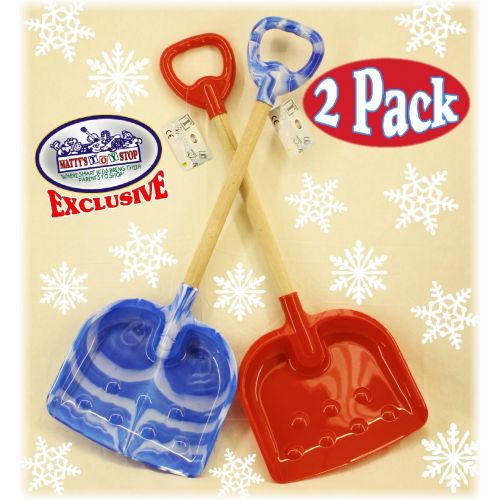  [아마존베스트]Matty's Mattys Toy Stop 28 Heavy Duty Wooden Snow Shovels with Plastic Scoop & Handle for Kids - 2 Pack (Red & Blue Swirl)