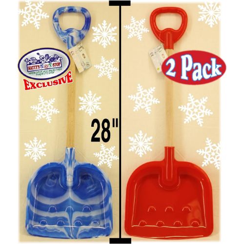  [아마존베스트]Matty's Mattys Toy Stop 28 Heavy Duty Wooden Snow Shovels with Plastic Scoop & Handle for Kids - 2 Pack (Red & Blue Swirl)