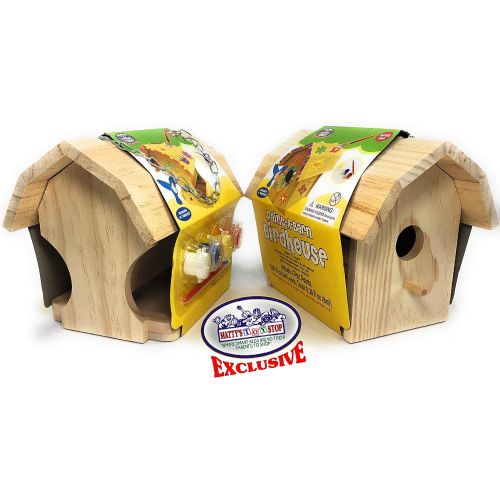  Mattys Toy Stop Paint A Barn Wooden Birdhouse & Bird Feeder (Includes Paints & Brushes) Gift Set Bundle 2 Pack