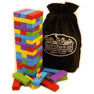 [아마존베스트]Matty's Toy Stop Mattys Mix-Up 60pc Large Colorful Wooden Tumble Tower Deluxe Stacking Game with Storage Bag