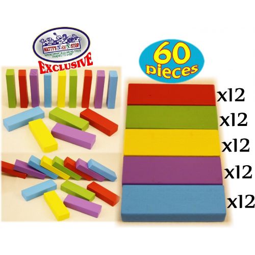  [아마존베스트]Matty's Toy Stop Mattys Mix-Up 60pc Large Colorful Wooden Tumble Tower Deluxe Stacking Game with Storage Bag