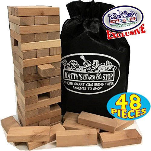  [아마존베스트]Wooden Tower Deluxe Stacking Game with Exclusive Mattys Toy Stop Storage Bag