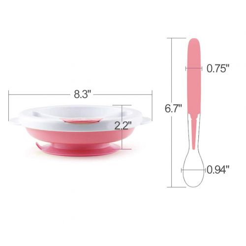  Matyz Stay Put Suction Warm Plate for Baby - Divided Plate for Kids - Divided Toddler Plate with Bonus Spoon - Microwave & Dishwasher Safe - BPA Free (Pink)