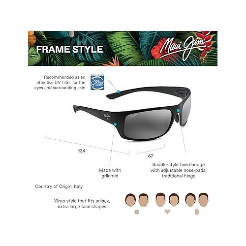  Maui Jim Men's and Women's Big Wave Polarized Wrap Sunglasses