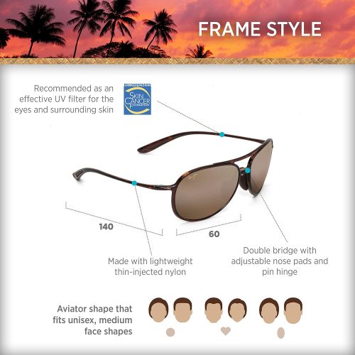  Maui Jim Sunglasses | Alelele Bridge 438-02 | Gloss Black Aviator Frame, Polarized Neutral Grey Lenses, with Patented PolarizedPlus2 Lens Technology
