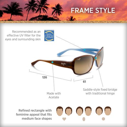  Maui Jim Sunglasses | Womens | Nalani 295 | Fashion Frame, Polarized Lenses, with Patented PolarizedPlus2 Lens Technology