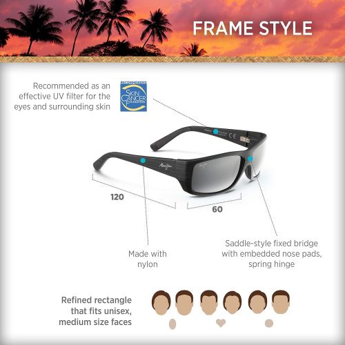  Maui Jim Mens Wassup 61 Sunglasses (123) Plastic,Nylon