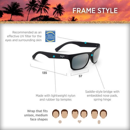  Maui Jim Sunglasses | Kahi 736 | Wrap Frame, Polarized Lenses, with Patented PolarizedPlus2 Lens Technology