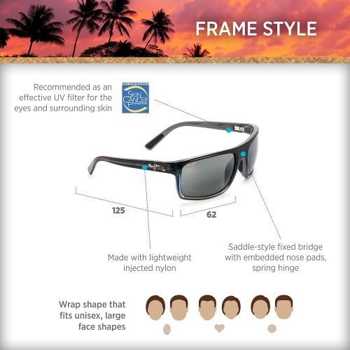  Maui Jim Sunglasses | Mens | Byron Bay 746-03F | Marlin Wrap Frame, Polarized Neutral Grey Lenses, with Patented PolarizedPlus2 Lens Technology