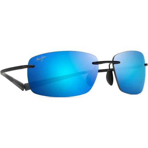  Maui Jim Sunglasses | Kumu B724-02 | Gloss Black Rimless Frame, Polarized Blue Hawaii Lenses, with Patented PolarizedPlus2 Lens Technology