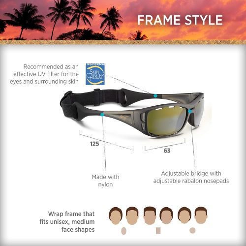  Maui Jim Waterman Polarized Matte Rootbeer Wrap Frame Sunglasses, Black, with Patented PolarizedPlus Lens Technology