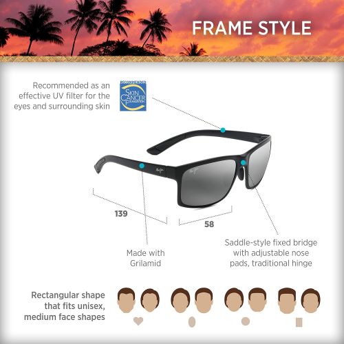  Maui Jim Pokowai Rectangular Frame Sunglasses