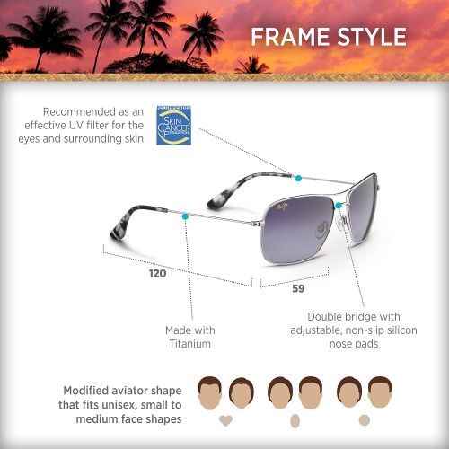  Maui Jim Sunglasses | Wiki Wiki HS246 | Aviator Frame, Polarized Lenses, with Patented PolarizedPlus2 Lens Technology