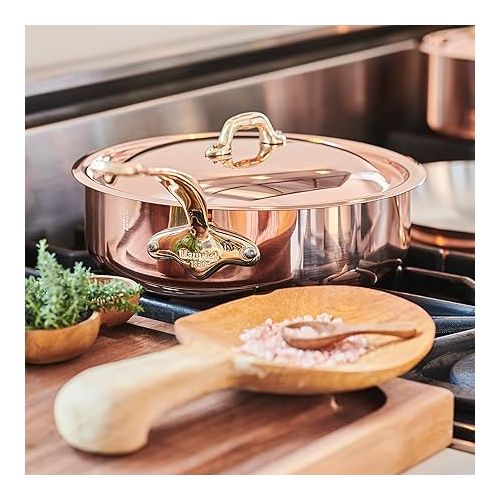  Mauviel M'Heritage 150 B 1.5mm Polished Copper & Stainless Steel 14-Piece Cookware Set With Brass Handles, Made In France