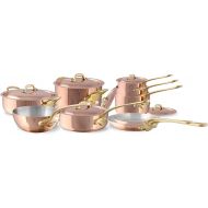 Mauviel M'Heritage 150 B 1.5mm Polished Copper & Stainless Steel 16-Piece Cookware Set With Brass Handles, Made In France