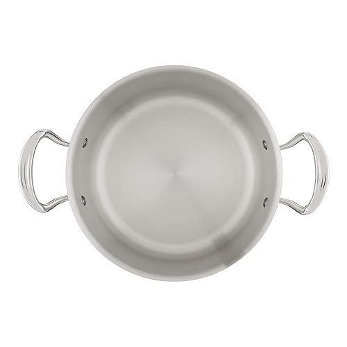  Mauviel M'Cook 5-Ply Polished Stainless Steel Stewpan With Lid, And Cast Stainless Steel Handles, 6.2-qt, Made In France