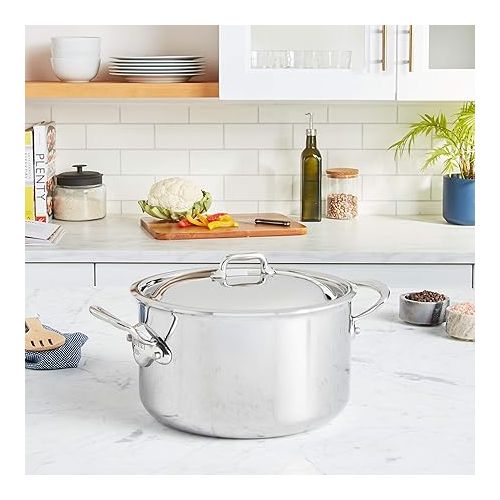  Mauviel M'Cook 5-Ply Polished Stainless Steel Stewpan With Lid, And Cast Stainless Steel Handles, 6.2-qt, Made In France