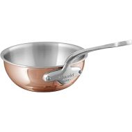 Mauviel M’6S 6-Ply Polished Copper & Stainless Steel Splayed Curved Saute Pan With Cast Stainless Steel Handle, 2.1-qt, Made In France