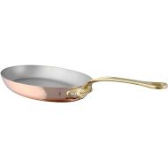 Mauviel M'Heritage 150 B 1.5mm Polished Copper & Stainless Steel Oval Frying Pan With Brass Handles, 11.8 x 7.9-in, Made in France