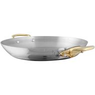 Mauviel M'Cook B Stainless Steel Round Pan With Brass Handles, 9.4-in, Made In France