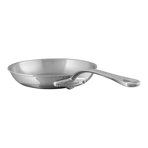  Mauviel M'Cook 5-Ply Polished Stainless Steel 2-Piece Frying Pan Set With Cast Stainless Steel Handles, Made In France