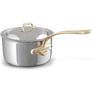 Mauviel M'Cook B 5-Ply Polished Stainless Steel Sauce Pan With Lid, And Brass Handle, 1.8-qt, Made In France
