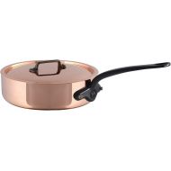 Mauviel M'Heritage M150CI 1.5mm Polished Copper & Stainless Steel Saute Pan With Lid, And Cast Iron Handles, 3.4-qt, Made in France