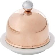 Mauviel M'Tradition Copper Porcelain Butter Dish With Stainless Steel Knob, 3.5-in, Made in France